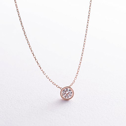 Кольє з одним фіанітом (червоне золото) кол02276 5