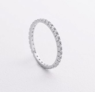 Кольцо с дорожкой камней в белом золоте к08276