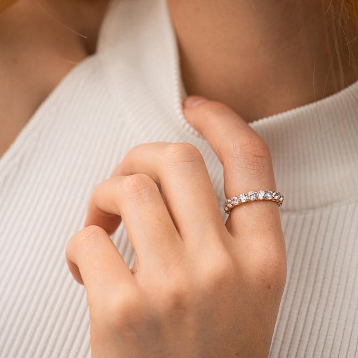 Золотое кольцо с дорожкой камней (фианиты) к08163 2