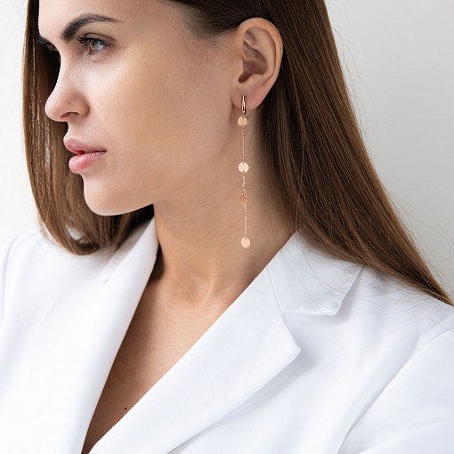 Серьги "Монетки" в красном золоте с07168 2