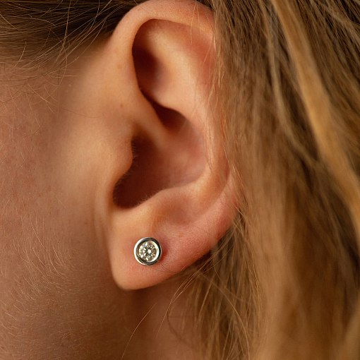 Серьги - пусеты с бриллиантами (белое золото) 330911121 4