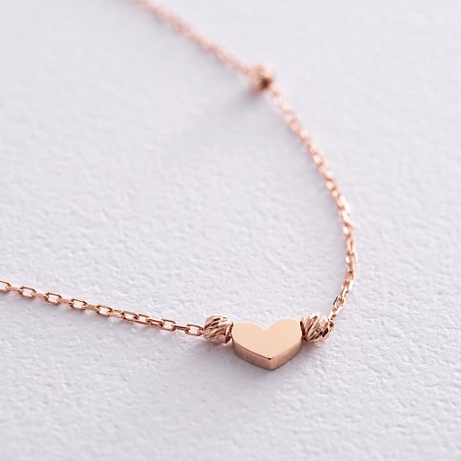 Браслет "Сердечко" в красном золоте б05093 3