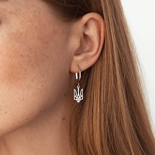 Асимметричные серьги "Герб Украины - Тризуб" (белое золото) с08028 4