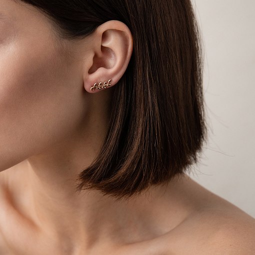 Серьги - клаймберы "Веточки" в красном золоте с07581 4