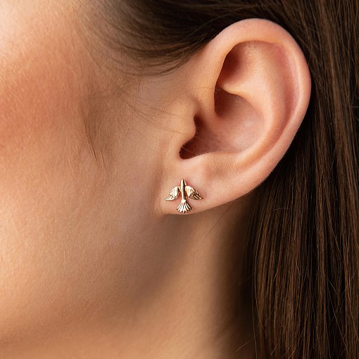 Золотые серьги - пусеты "Птички" с06888 3