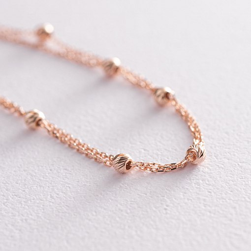 Двойной браслет "Шарики" в красном золоте б04573 3