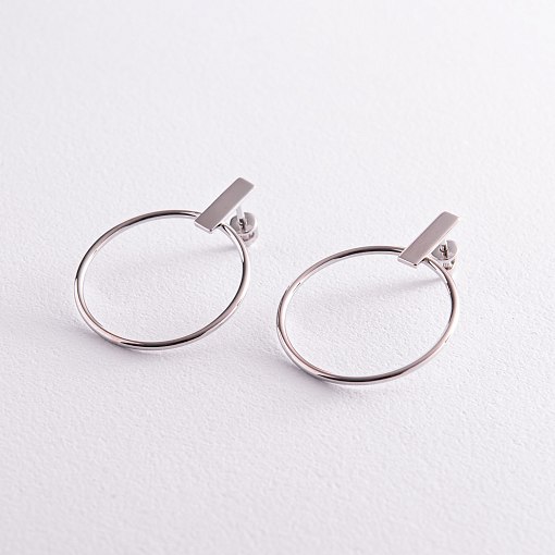 Серьги - пусеты "Уверенность" в белом золоте с07883 6