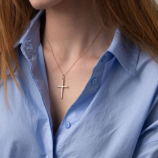 Золотой крестик без распятия п03122 4