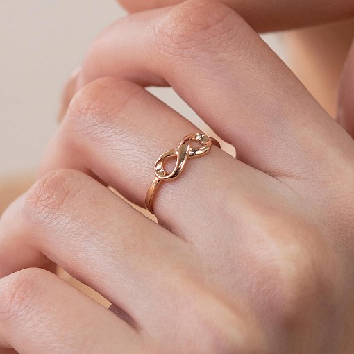 Каблучка Нескінченність в червоному золоті к05645 5