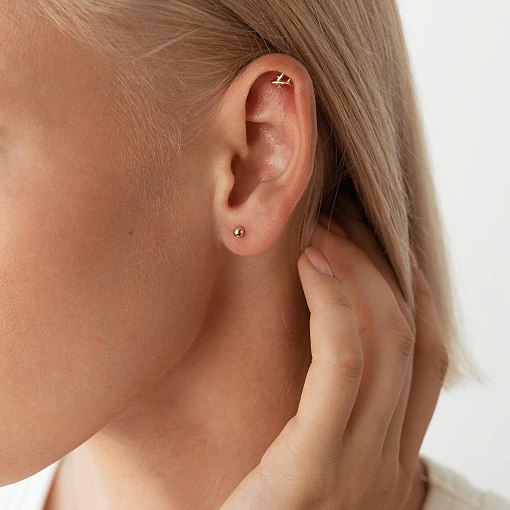 Серьги - пусеты "Шарики" в желтом золоте (0.4 см) с07322 10