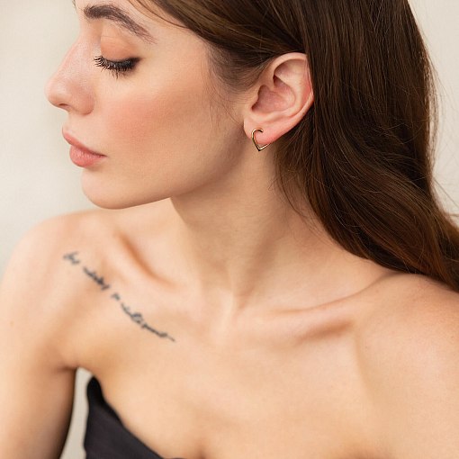 Серьги - пусеты "Сердечки" в желтом золоте с08133 6