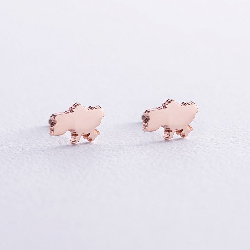 Золотые серьги - пусеты "Карта Украины" с07940 3