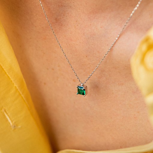 Золотое колье "Альма" (зеленый фианит) кол02370 4