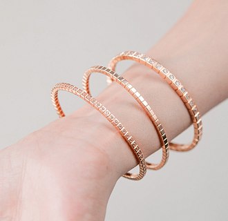 Жесткий золотой браслет "Кубики" б05613 №7