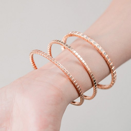 Жесткий золотой браслет "Кубики" б05613 7