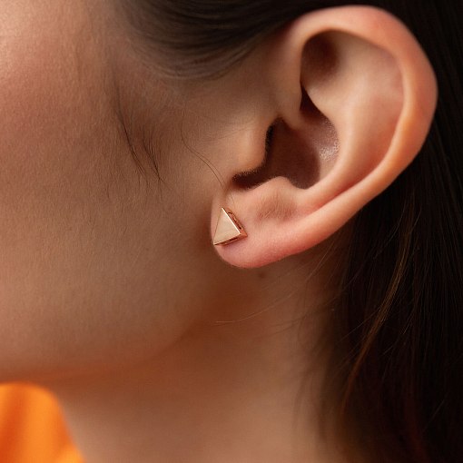 Золотые серьги - пусеты "Треугольники" с08145 2