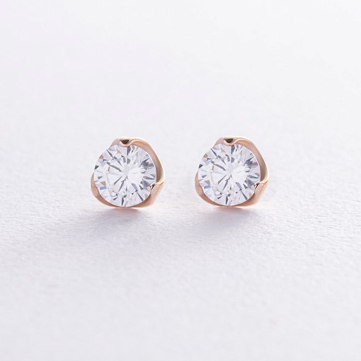 Серьги - пусеты с фианитами (желтое золото) с08346 3