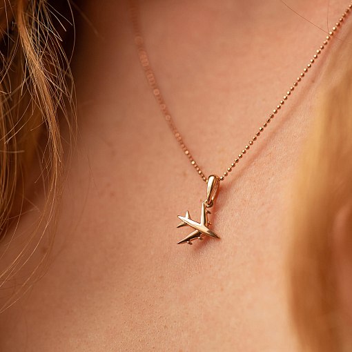 Кулон "Самолетик" в красном золоте п03776 3