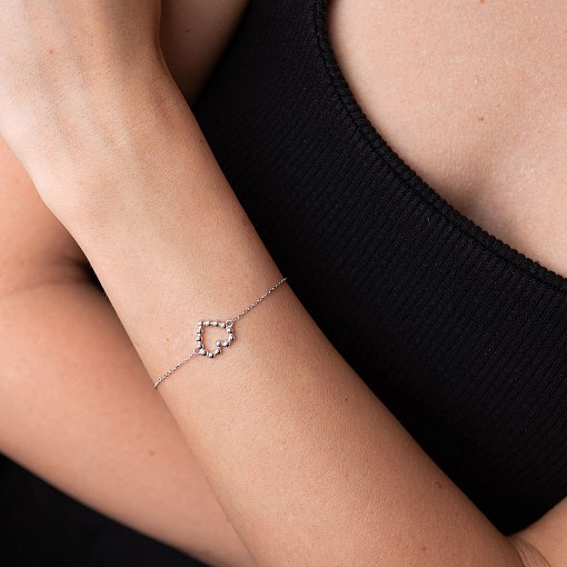 Браслет "Влюбленное сердце" в белом золоте б04469 12