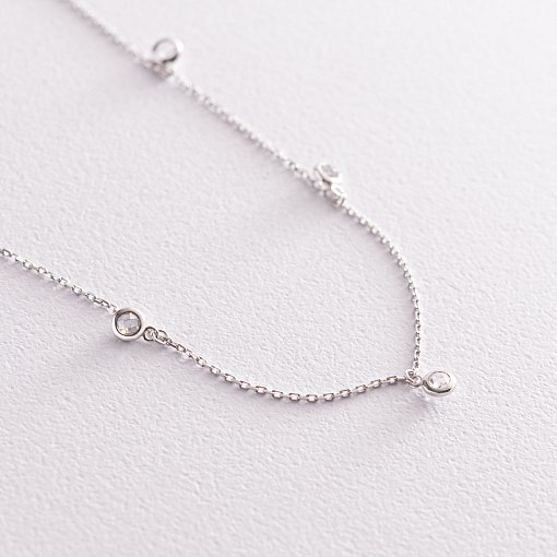 Колье в белом золоте с фианитами кол01787 3