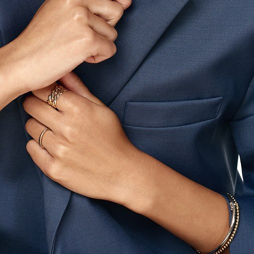 Жесткий золотой браслет "Шарики" б02773 6