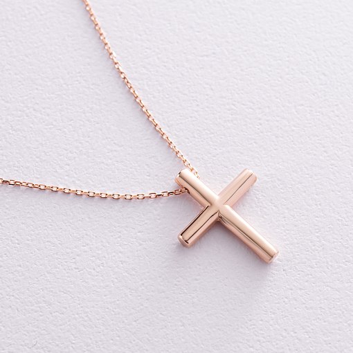 Колье с крестиком в красном золоте кол02354 3