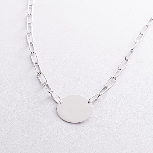 Колье с монеткой для гравировки (белое золото) кол02391 3