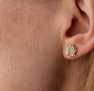 Серьги - пусеты "Ракушки" в белом золоте с08463 №9