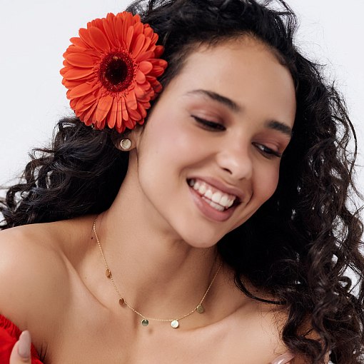 Серьги-пусеты "Кружочки" из желтого золота с06491 10