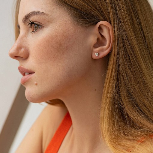 Серьги - пусеты с бриллиантами (белое золото) 322471121 4