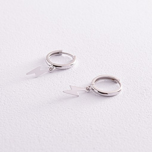 Серьги - кольца "Молнии" в белом золоте с08048 3