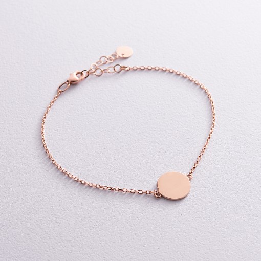 Браслет "Монетка" в красном золоте (возможна гравировка) б04918 5