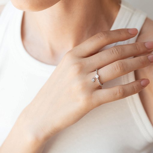 Кольцо в белом золоте с фианитами к07056 7