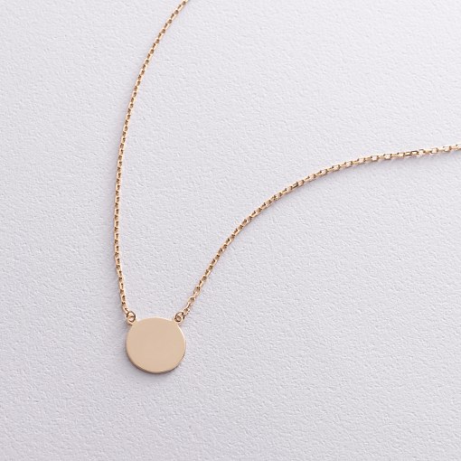 Колье "Монетка" в желтом золоте (возможна гравировка) кол02041