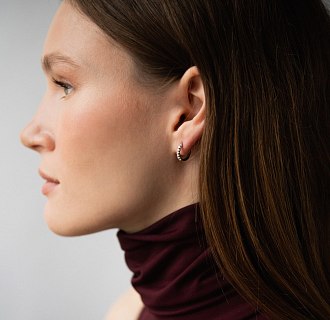 Золотые серьги - кольца с бриллиантами сб0564sm №2