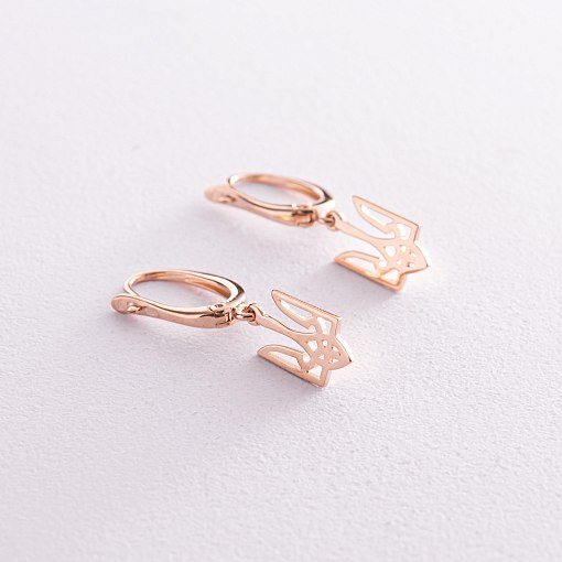 Серьги "Герб Украины - Тризуб" в красном золоте с07948 2