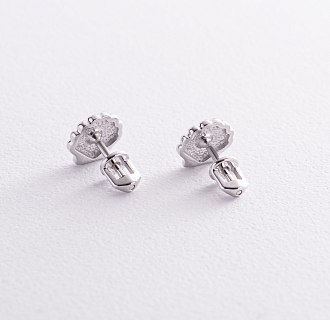 Серьги - пусеты "Ракушки" в белом золоте с08471 №7