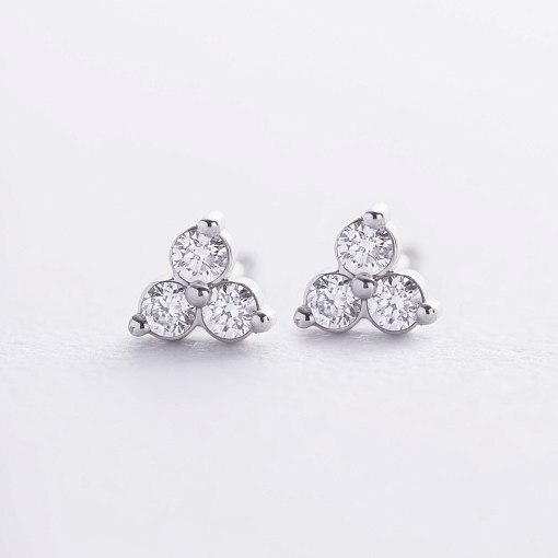 Сережки - пусети з діамантами (біле золото) 322471121