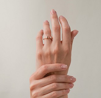 Кольцо "Шарики" в красном золоте к07506 №17