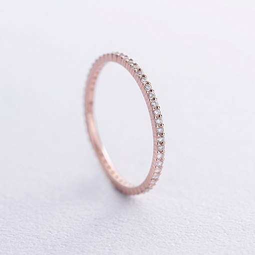 Каблучка з доріжкою діамантів (червоне золото) 217832421