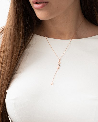 Золотое колье "Звездочки" с фианитами кол01496 5