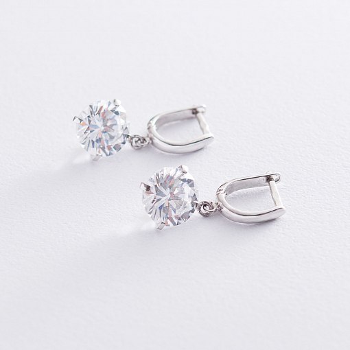 Серьги "Влечение" в белом золоте (фианит) с05748 2