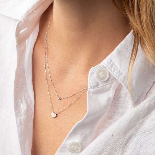 Двойное золотое колье "Шар и сердечко" кол02279 2