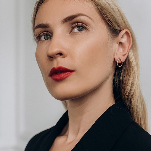 Серьги-пусеты Большие капельки в желтом золоте 1.7*1.2 см с06316 10