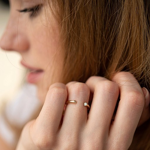 Кольцо "Джолин" в желтом золоте (фианиты) к07480 2