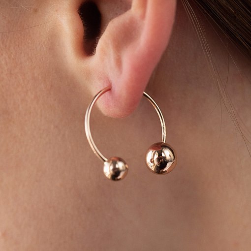 Серьги "Хельга" с шариками (красное золото) с08234 6