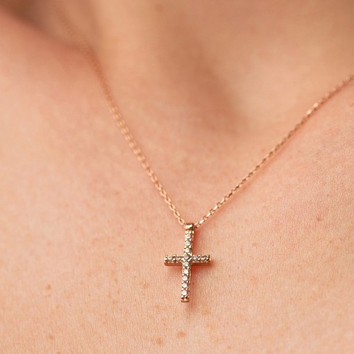 Хрестик з ланцюжком Віра в червоному золоті кол00851 3