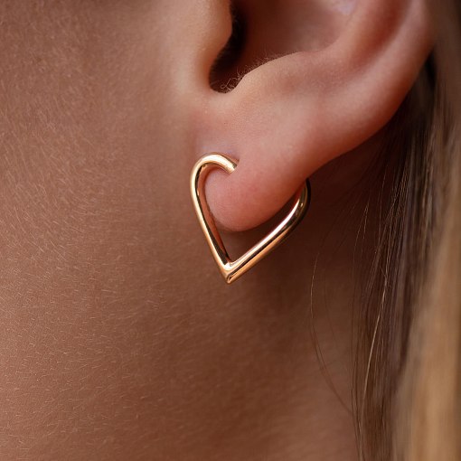 Серьги - пусеты "Сердечки" в красном золоте с08090 5