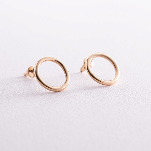 Серьги-пусеты "Круговорот" в желтом золоте (1.25 см) с06694 7