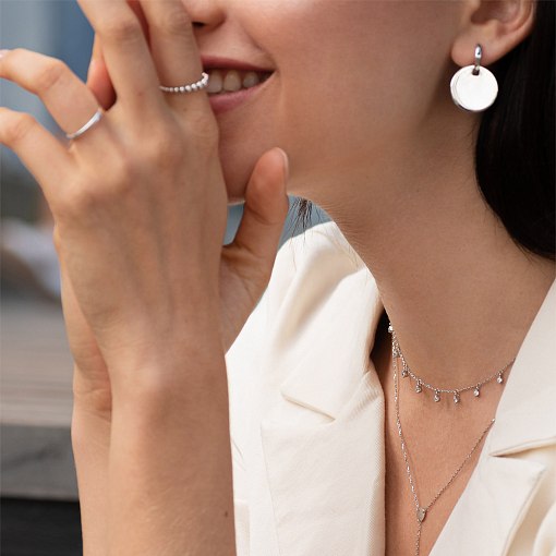 Серьги Большие монетки в белом золоте с06508 5